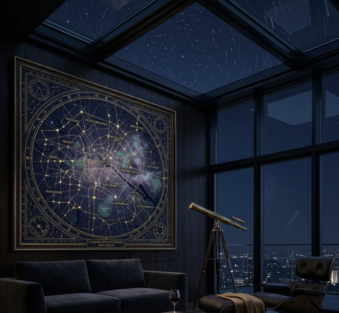 Berlin Art Deco map in Modern Loft